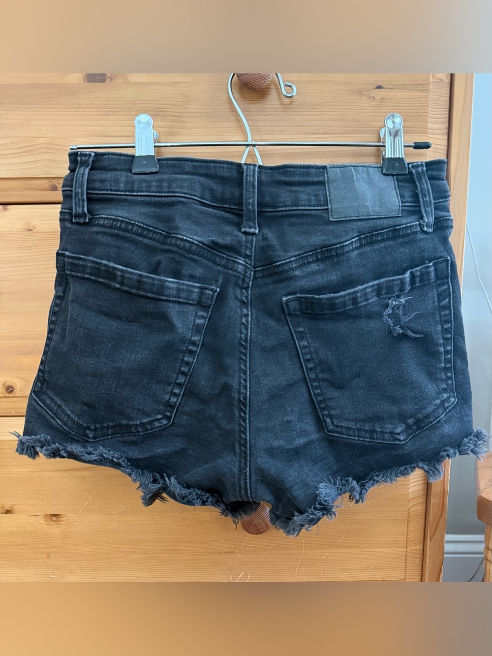 Aeropostale Black Frayed Hem Denim Shorts